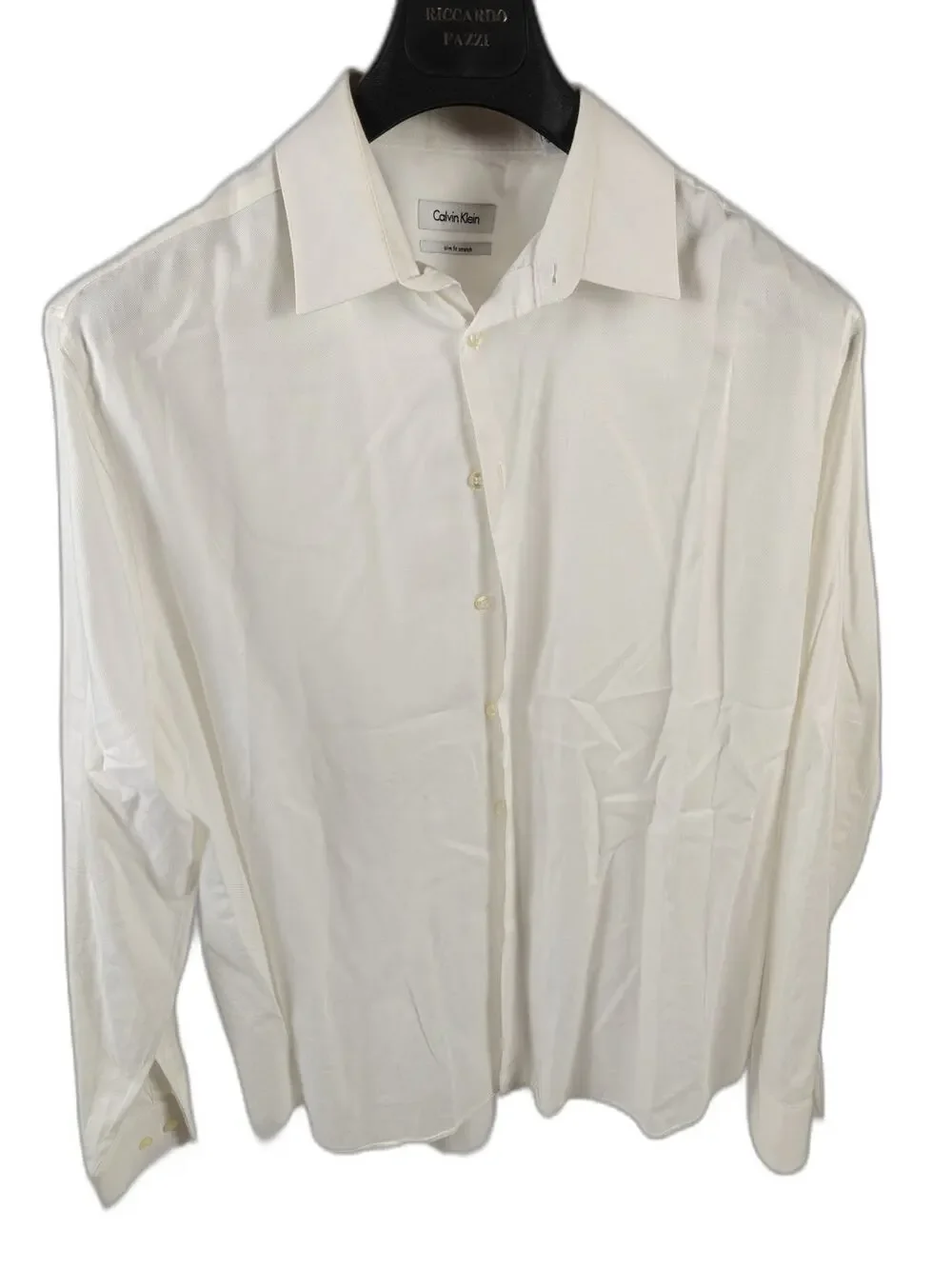 Men's Calvin Klein Slim Fit Stretch Dress Shirt White Size 17.5 34/35